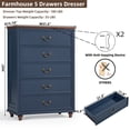 thumbnail image 2 of Farmhouse 5 Drawer Dresser for Bedroom, 45" Tall Chest of Drawers, Wood Blue Dresser w/ Deep Drawers, Storage Dressers Organizer for Bedroom, Hallway, 2 of 9