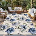 thumbnail image 2 of Navy Blue Floral Outdoor Rug for Patio/Deck/Porch, Non-Slip Large Area Rug 5 x 8 Ft, Vintage Flowers Elegant Pastoral Rustic Indoor Outdoor Rugs Washable Area Rugs, Camping Rug Carpet Runner, 2 of 8