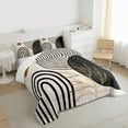 thumbnail image 3 of Homewish Mid Century Geometric 3 Pieces Queen Comforter Set for Teens Boys Girls,Minimalist Stripes Ultra Soft Bedding Sets,Vintage Aesthetic Bedding Comforter Set,Lightweight Room Decor,Reversible, 3 of 8