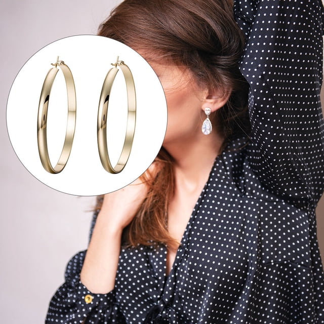 Boucles d'Oreilles Rondes en Acier Inoxydable pour Femmes Grandes Boucles d'Oreilles Rondes Pendantes Boucles d'Oreilles Clous