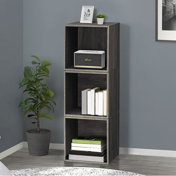 Sunjoy Quub Open Cabinet,-Stackable MDF Wood Cabinet for Living Room, Bedroom and Other Indoor Space