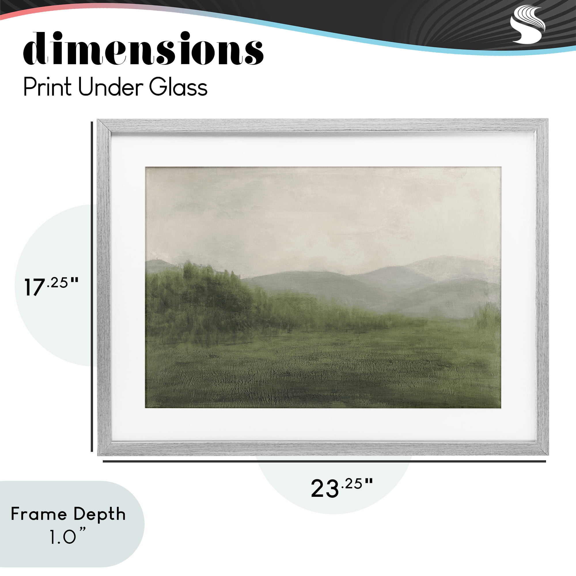 Stupell Industries Fog Green Countryside Gray Framed Print Under Glass, design by Walt Johnson
