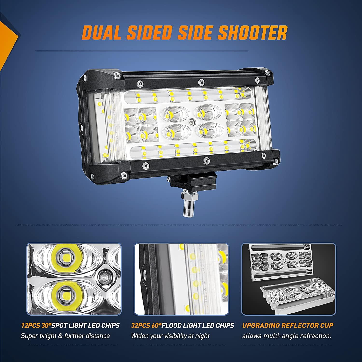 Nilight Side Shooter LED Light Bar 2PCS 5.5Inch Quadruple Row Spot Flood Combo Lights with Wiring Harness Kit for Fog Light Driving Light Work Light on Truck SUV ATV UTV, 2 Years Warranty