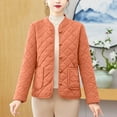 thumbnail image 5 of Women's Plus Size Quilted Jacket Small Stand Collar Striped Coat Corduroy Jacket Thickened Coat Jacket Oversized Puffer Coat(Orange 3XL), 5 of 7