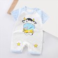 thumbnail image 2 of kpoplk Newborn Baby Boy Outfit Striped Cross Romper Short Sleeve Onesie Infant Cute Jumpsuit Spring Summer Church Clothes Size 0-6 Months,Light Blue, 2 of 4