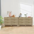 thumbnail image 2 of Rattan Chest of Dressers, Wooden Drawer Dresser, 3 Drawers Rattan Dresser for Bedroom, Living Room, Hallway (Natural-6 Drawers), 2 of 9