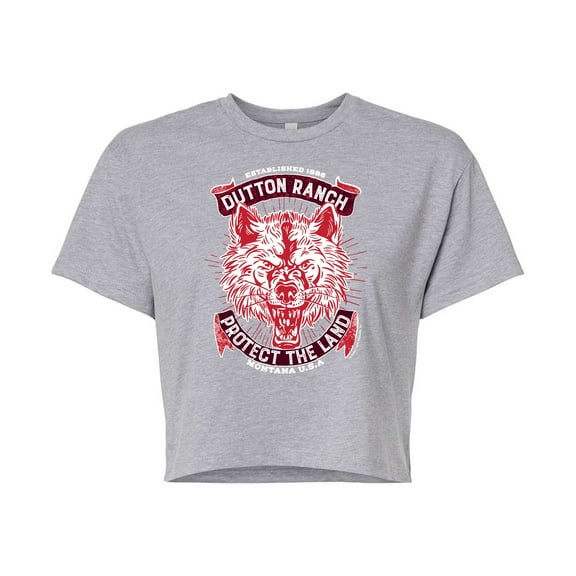 Yellowstone  - Wolf Protect The Land  - Juniors Cropped Cotton Blend T-Shirt