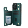 thumbnail image 3 of For iPhone 14 Crossbody Wallet Phone Case,With Shoulder Strap,Card Slots,Back Double Magnetic Clasp PU Leather Flip Kickstand,Durable Shockproof Anti-fall Phone Case Cover,Green, 3 of 9