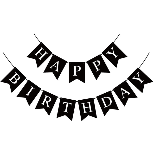Banner de cumpleaños Hooqict, negro, feliz cumpleaños, para fiesta