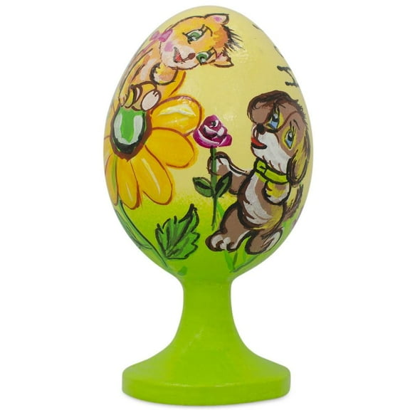 Cat and Dog Birthday Wooden Figurine