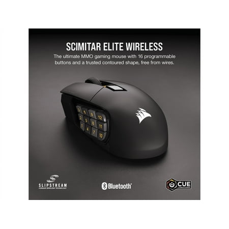 CORSAIR - Scimitar Elite Wireless Gaming Mouse with 16 Programmable Buttons - Black