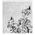 thumbnail image 3 of Ambesonne Black and Grey Shower Curtain, Floral and Grunge, 69"Wx75"L, Charcoal Grey Pale Taupe, 3 of 3