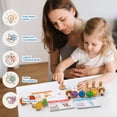 thumbnail image 5 of BUSY EDITION Letter Stamps for Kids, 71-Piece Wooden Alphabet and Number Stamp Set with Flashcard Learning Cards Ages 3-6, 5 of 8