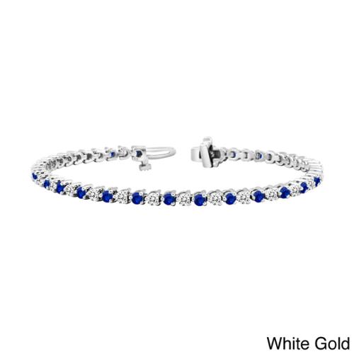 Auriya 14k Gold 3 1 2 Blue Sapphire and 3 1 2ct TW Diamond Tennis Bracelet (H-I, SI1-SI2) by Overstock