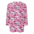 thumbnail image 4 of 3/4 Sleeve Shirts for Womens Valentines Days Tops Plus Size Crewneck Tee Cute 3D Heart Print Blouse, 4 of 5