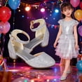 thumbnail image 2 of JAJAHO Girl's Dress Shoes Mary Jane Glitter Low Heel Buckle Wedding Party Princess Shoe For Little/Big Kids Trendy Shoes, 2 of 9