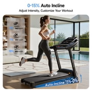 YPOO Folding Exercise Treadmill for Home Use, Walking Pad with Incline, 8 mph Running, Auto Fold, Compact, 300 lb Capacity for Small Spaces