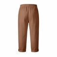 thumbnail image 4 of iHPH7 Women's Linen Capri Pants Casual Summer Capris Loose Fit Lightweight Drawstring Waisted Cropped Pants with Pockets Brown XXL, 4 of 4