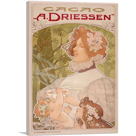 ARTCANVAS Cocoa 1900 Canvas Art Print by Henri Privat Livemont - Size: 18" x 12" (1.50" Deep)