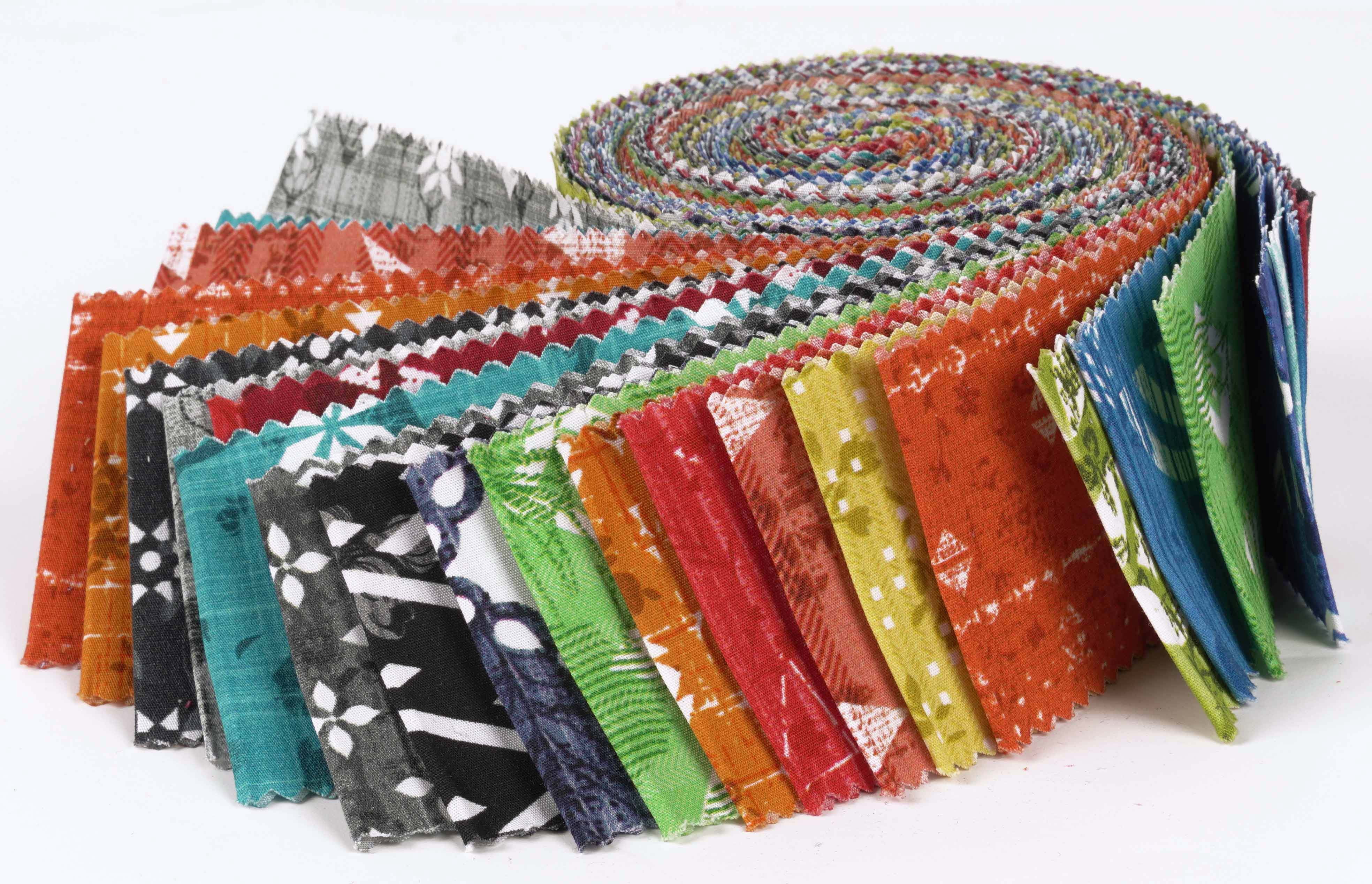 Soimoi 40Pcs Geometric & Texture Print Cotton Precut Fabrics For Quilting Craft Strips 2.5x42inches Jelly Roll - Multicolor