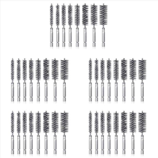 Juego de Brocas de Cepillo de Alambre de 40 Piezas con Cepillo de Torsión de Alambre de Acero de Vástago Hexagonal de 1/4 Pulgadas, Adecuado para Perforar Percusión A