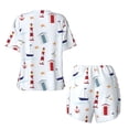 thumbnail image 5 of Picia Nautical Lighthouse Sailboat Pajamas Sets for Women Soft Short-Sleeved Pjs with Lounge Shorts Two Piece Sleepwear-Large, 5 of 9