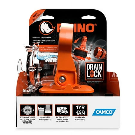 Camco Rhino RV Sewer Hose Elbow with Drain Lock Adapter for Camping, 1 Pack - Orange (39730)