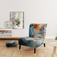 thumbnail image 2 of Designart "Teal Orange Bold Abstract Flow composition II" Teal Abstract Collages Upholstered Accent Chair - Modern Arm Chair For Living Room, 2 of 5
