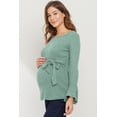 thumbnail image 2 of Solid Bell Sleeve Maternity Top with Keyhole Back and Faux Waist Tie, 2 of 3