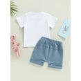 thumbnail image 4 of Mialoley Easter Baby Boys Short Set, Short Sleeve Rabbit Ears Letters Print T-shirt with Elastic Waist Shorts, 4 of 8