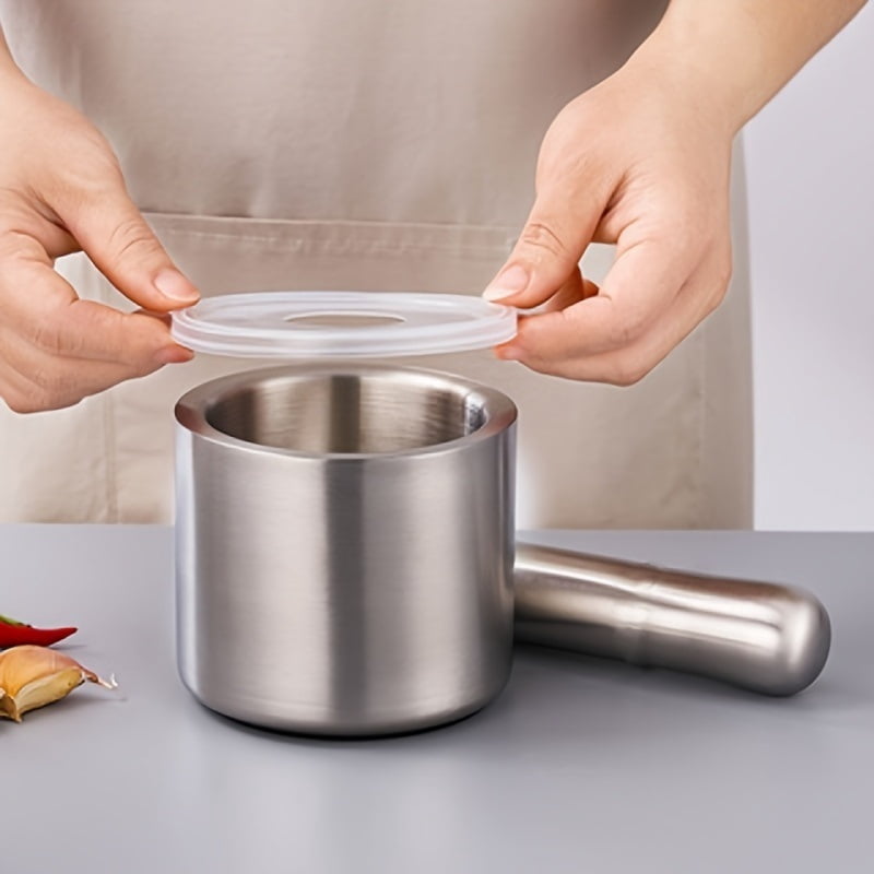 Stainless steel garlic press manual grinder household crushing jar garlic mortar medicine grinder suitable for daily use at home