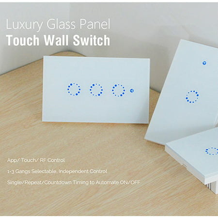 3/2/1 Gang US Smart WiFi Switch In-Wall Light Switch APP Remote Control Touch Panel Work with Amazon Alexa Google Home