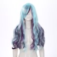 thumbnail image 5 of Doomiva Women Rainbow Ombre Wigs Long Wavy Wig Gradient Long Curly Heat Resistant Synthetic Hair Wig Blue&Purple One Size, 5 of 8