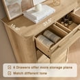 thumbnail image 5 of CQSXDA Modern 6 Drawers Dresser in Wood Fluted Design, 45 Inches Tall Storage Organizer for Bedroom and Living Room, Oak, 5 of 8