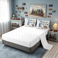 thumbnail image 5 of meiyoeat Construction Letter E Twin Bedding, Work Truck Bedding Comforter Set for Kids Boys, Blue, Reversible, 7-Piece, 5 of 6