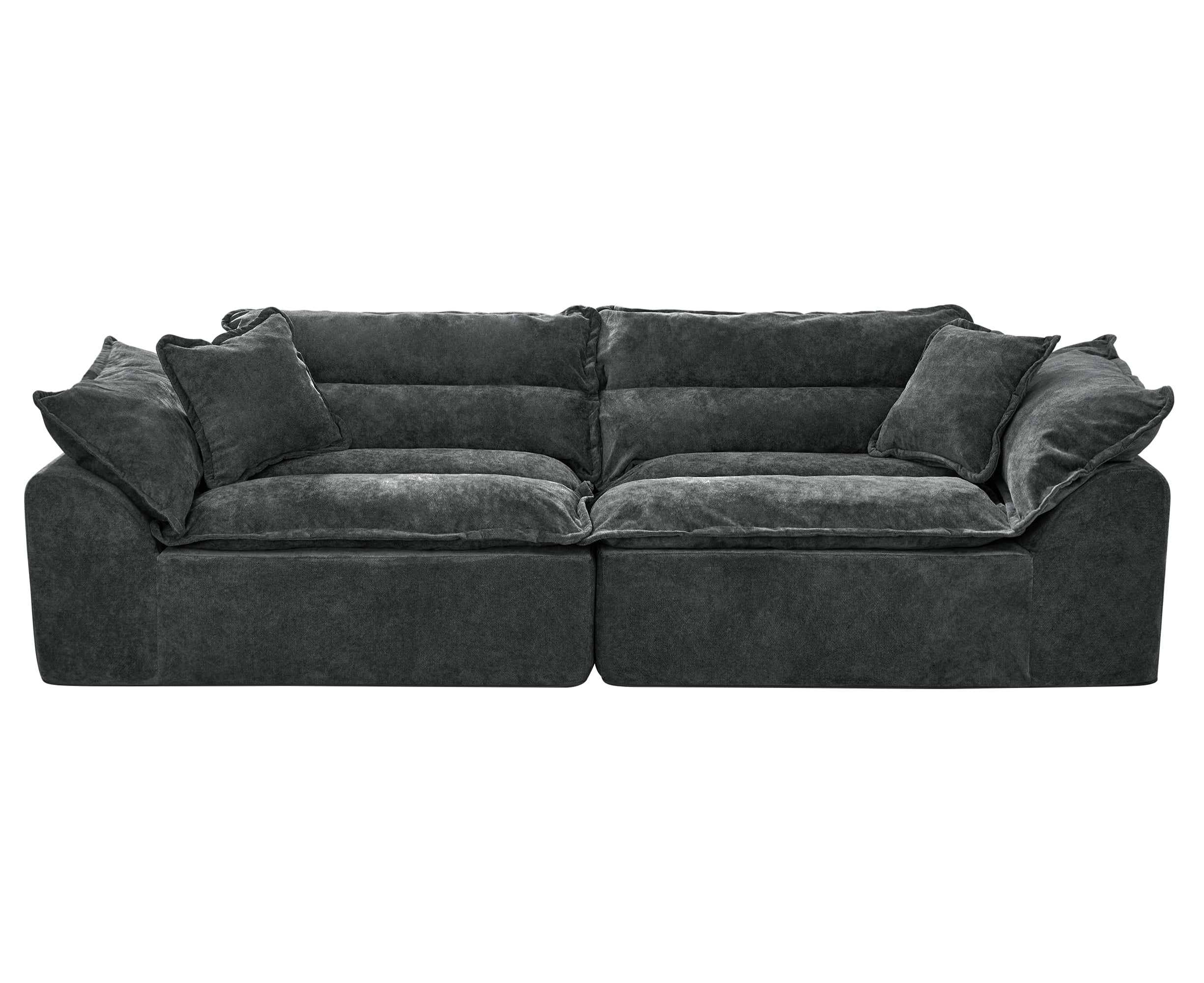 Hobestluk 104" Sectional Sofa Couches 3 Seater Modular Sofa, Cloud Couch with Removable Cushion, Boneless Couch, Modular Sectional Couches for Living Room (Dark Grey)
