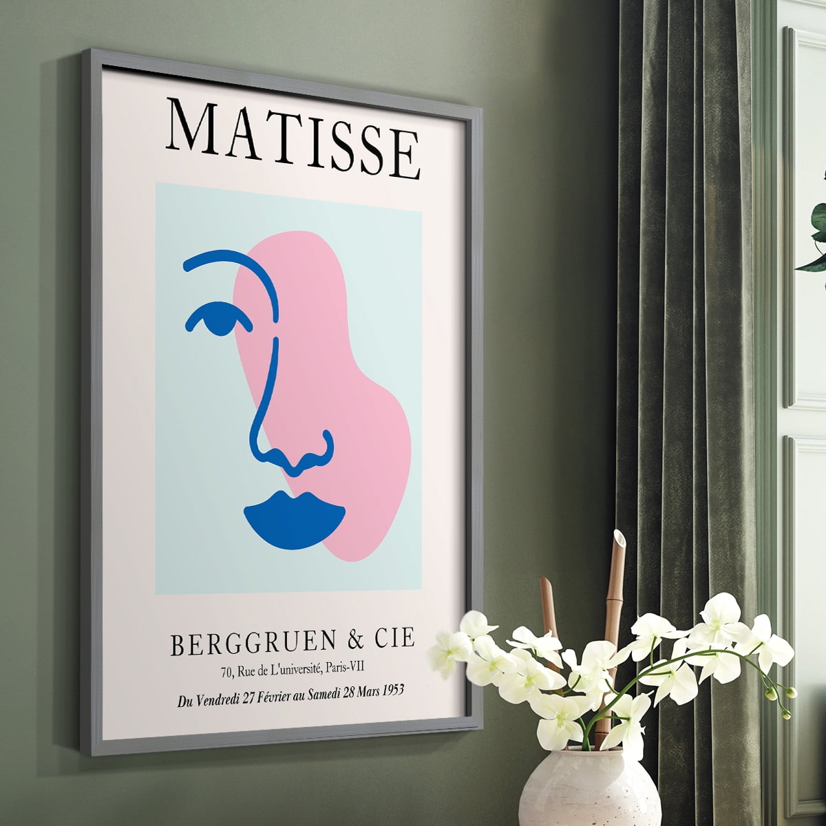 Matisse CDXCIX in Gray Solid Wood Framed Print No Nail Hanging
