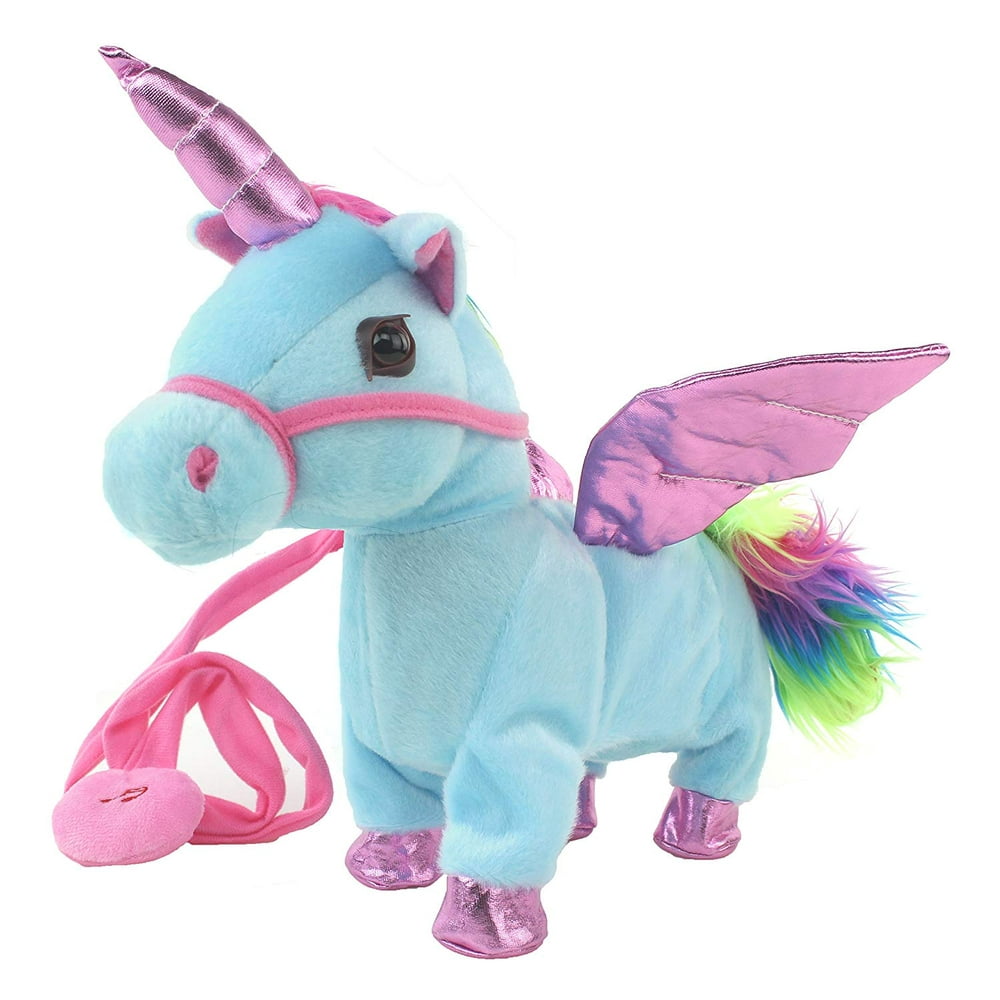 Kids My Dancing Cute Unicorn' Walk Along Toy Stuffed Plush Horse