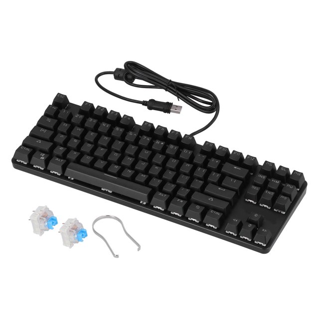 Teclado mecánico Interruptor azul A prueba de sudor A prueba de desgaste Portátil 87 Teclas Teclado para juegos para computadora FAGINEY 1
