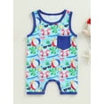 thumbnail image 2 of Wassery Infant Baby Boys Romper Swim Ring Flamingo Glasses Print Sleeveless Crew Neck Jumpsuits 3 6 12 18 Months Newborn Boys Summer Casual Bodysuits, 2 of 7