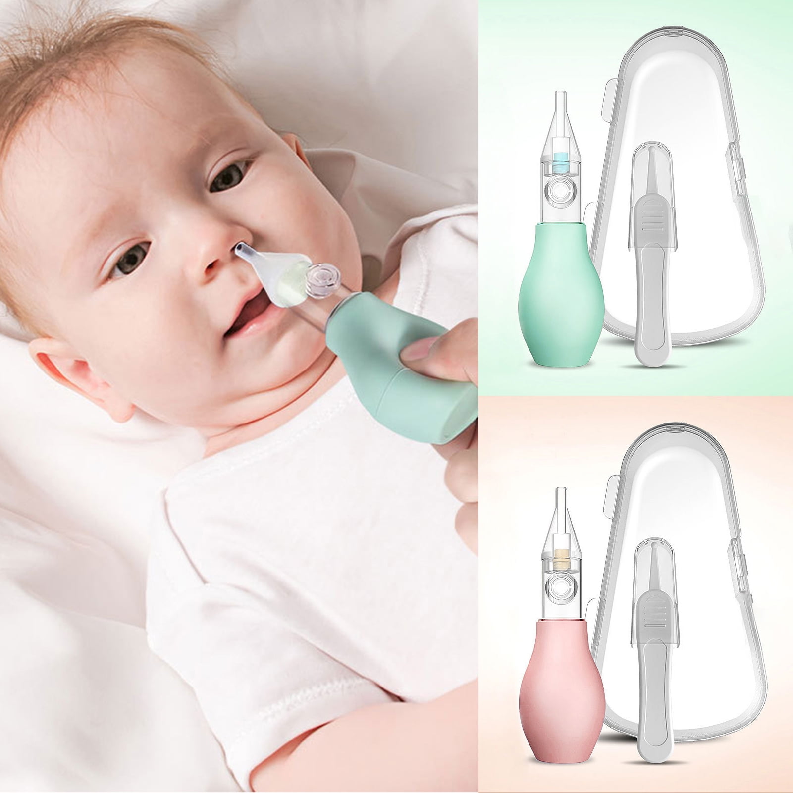 Manual Infant Nose Aspirator Handheld Pump Toddler Safe Mucus Squeezing Sucker 