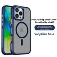 thumbnail image 2 of Strong Magnetic for iPhone 15 Pro Case, Military Grade Drop Protection, Compatible with MagSafe, [Metal Keys]Shockproof Translucent Matte Hard Back Soft Slim Phone Protective Case,Darkblue, 2 of 5