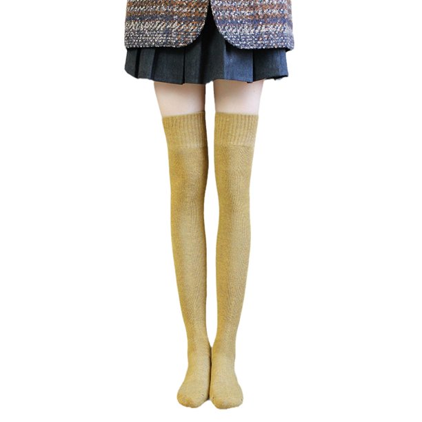Calcetines largos hasta la rodilla para mujer, calcetines tejidos para Otoño e Invierno, medias de algodón para niñas