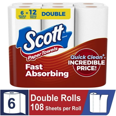 Scott Paper Towels, Choose-A-Sheet, 6 Double Rolls