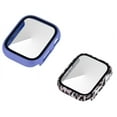 thumbnail image 1 of 2 Pack Hard PC Case with Tempered Glass Screen Protector Compatible with Apple Watch Series 3 Series 2 38mm,Protective Cover for iWatch S3/S2 purple and brown leopard, 1 of 5