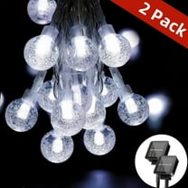 2Pack Solar String Lights Outdoor Waterproof,Each 60 LED 30.2FT Solar Powered Globe Fairy Lights with 8 Lighting Modes for Outside Patio Garden Yard Porch Decor,SKYUSE (White)