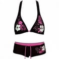 thumbnail image 4 of XFeng.Women Halter Triangle Bikini Set with Boyshorts, 14 Piece Printed Swimwear Bathing Suit for Beach Pool Vacation.Red.S, 4 of 4