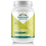 Raw Vegan Pea Protein Powder – 20 g. of Certified-Organic, Plant Based Protein Powder with BCAAs and Iron Known to Boost Energy, Strength, Focus, and More by Balanced Greens, Vanilla, 27 Servings