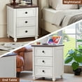 thumbnail image 6 of 18" Farmhouse Nightstand Set 2 with Charging Station, White Night Stand with 3 Drawers, Bedside End Table with Storage, Side Tables for Living Room and Closet, 6 of 7