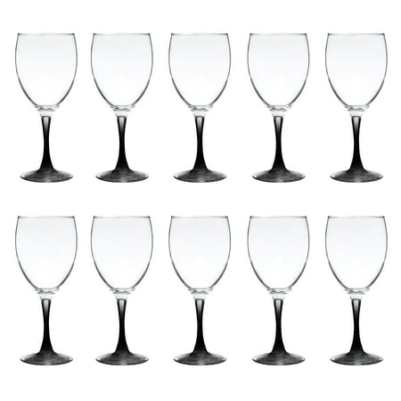 

Nuance Wine Glasses by ARC 10.5 oz. Set of 10 Bulk Pack - Restaurant Glassware Perfect for Red Wine White Wine Cocktails - Black